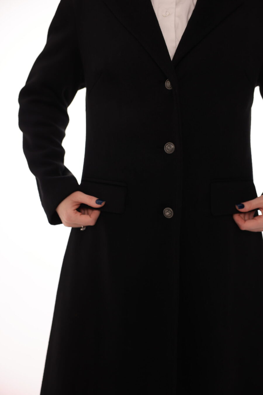 Black Cashmere Long Coat - Image 3