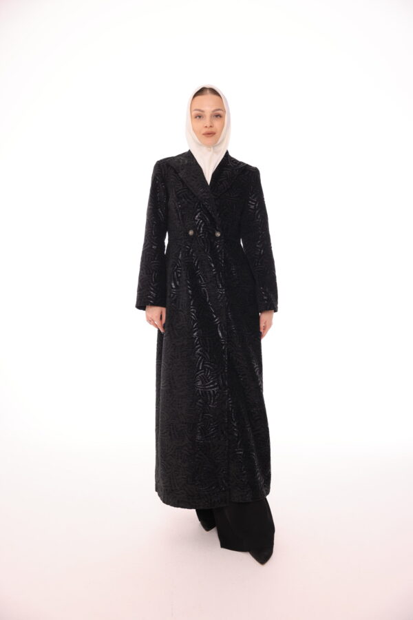 Black Jacquard Long Coat