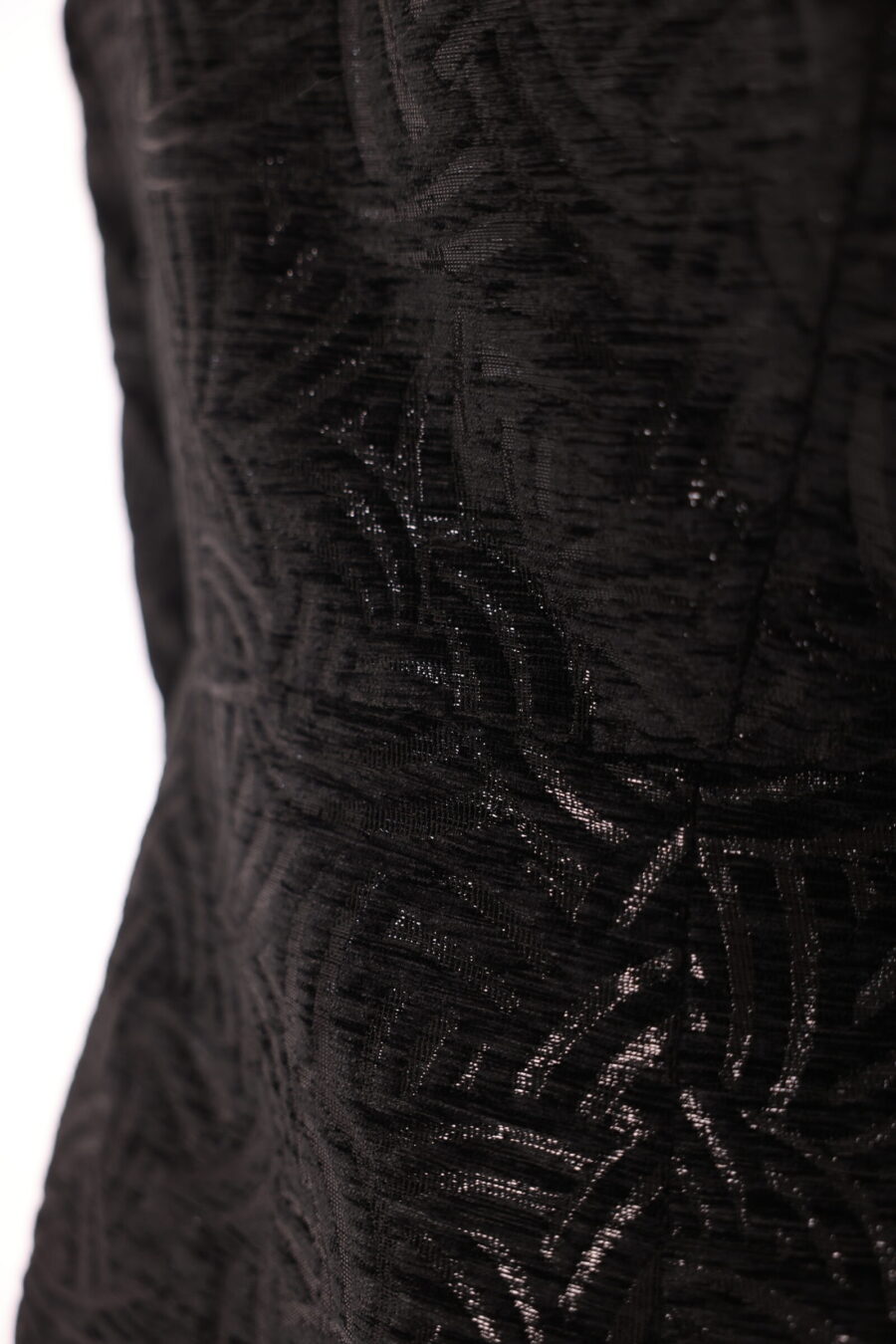 Black Jacquard Long Coat - Image 8