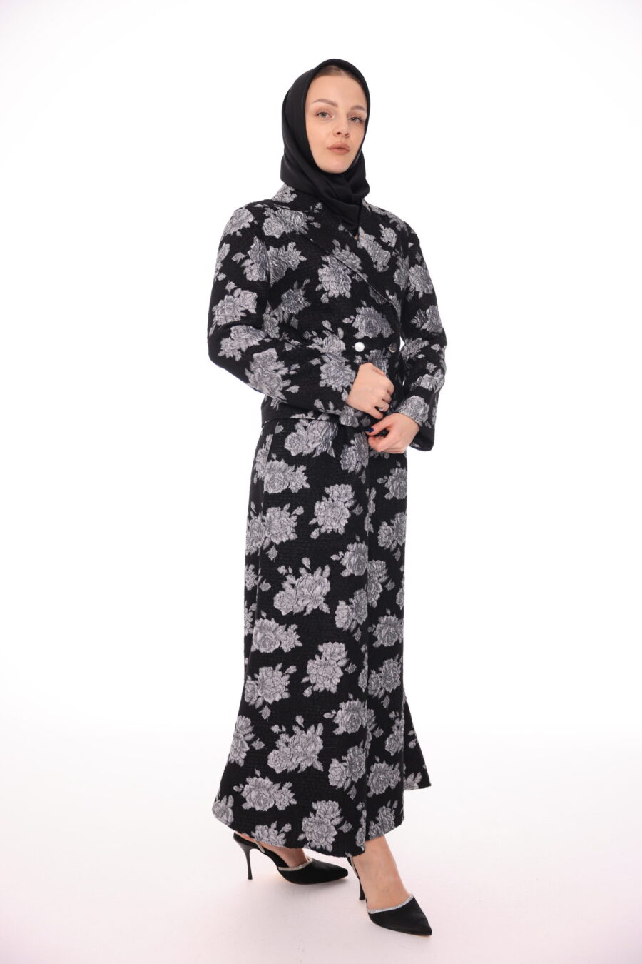 Black & Silver Skirt Set