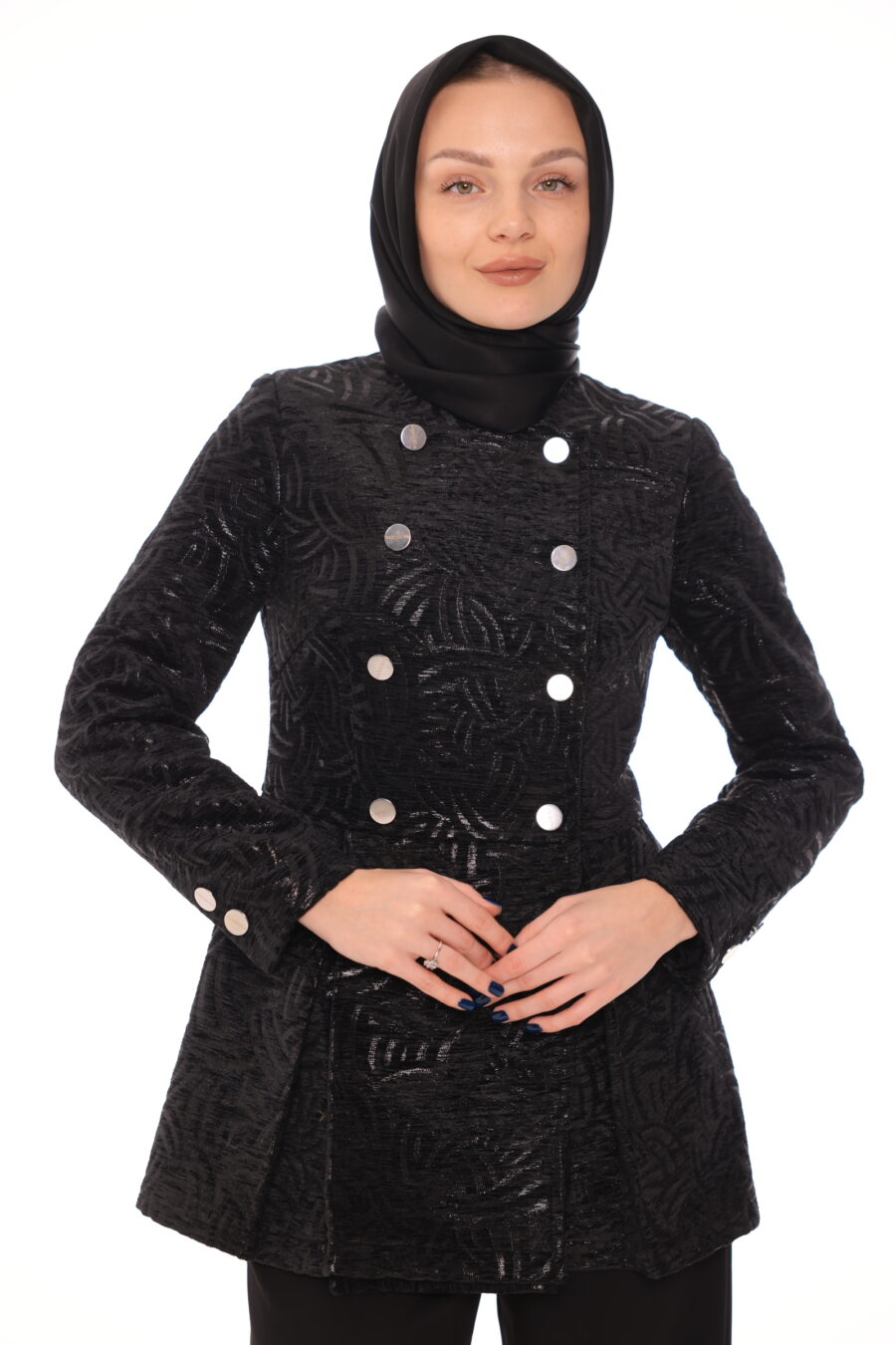 Black Jacquard Blazer - Image 2
