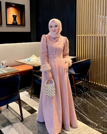 Pink Fur Tweed Dress